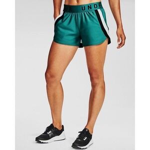 Under Armour Women's Small Play Up 3.0 Stripe Wordmark Shorts Green